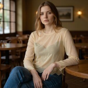 POL NWOT Nylon and metallic sheer shirt